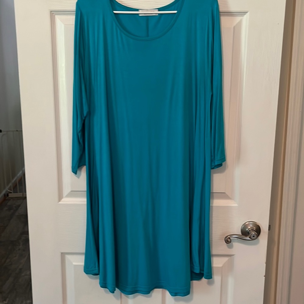1x Turquise blue 3/4 sleeve swing dress